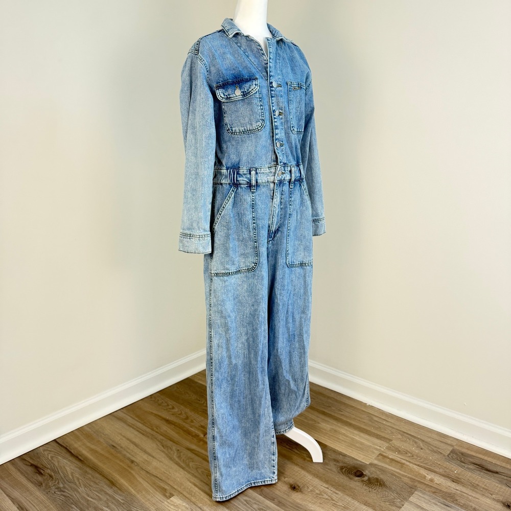 Universal Thread Denim Jumpsuit Women 8/R Utility Boiler Suit Long Sleeve - Picture 4 of 10